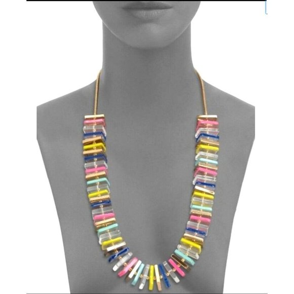 kate spade Jewelry - KATE SPADE NEW YORK AUTH $299 Women Multicolor Long Square Beaded Gold Necklace